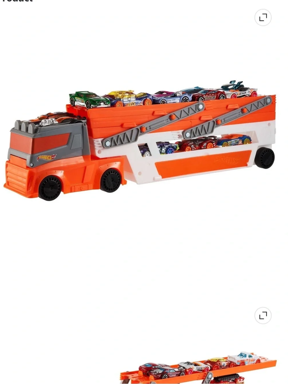 Orange Toy Car Carrier Truck Playset with 4 Mini Cars